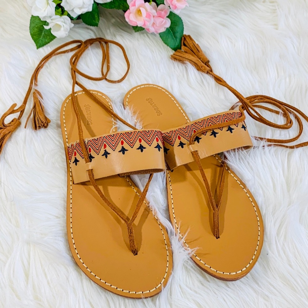 🌸 NWOT Soludos Embroidered Ankle Tie Sandals 🌸 - Picture 2 of 5